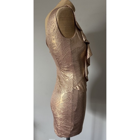 Hailey Logan By Adrianna Papell Y2K Mini Bodycon Dress Sz Small Metallic Gold - Picture 8 of 11